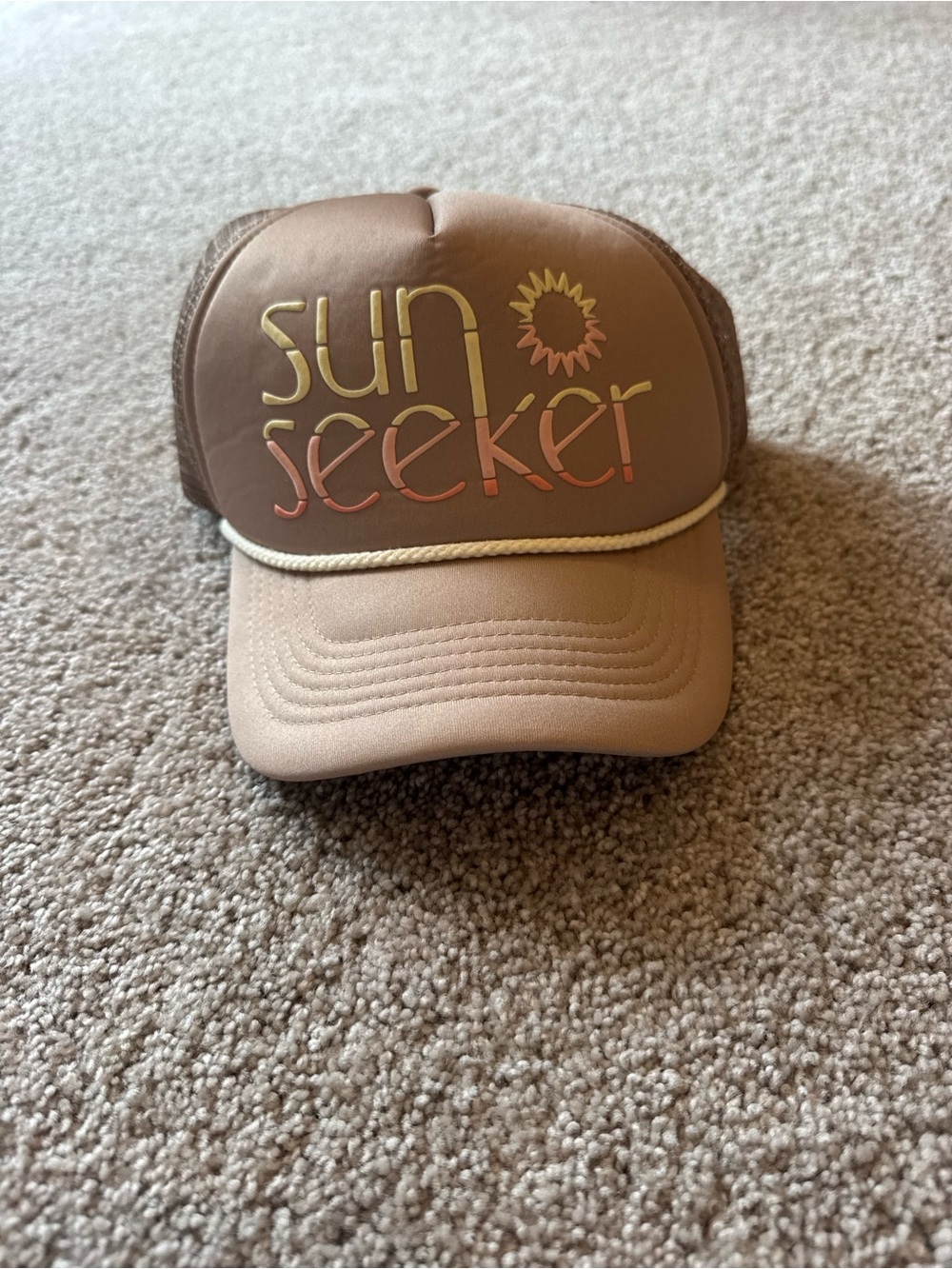 Anthropologie Sun Seeker Brown Foam Trucker Hat